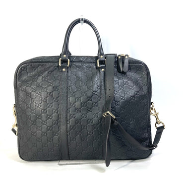 GUCCI Business bag 208463 leather Dark brown Tote Bag handbag Guccisima GG
